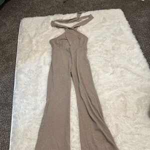 Sparkle Champagne Open Back Jumpsuit